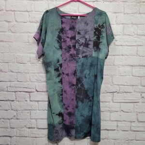 Beth Nash 100% Silk Dress Size S Textured Material Tie Dye Hippie Boho Loose Fit
